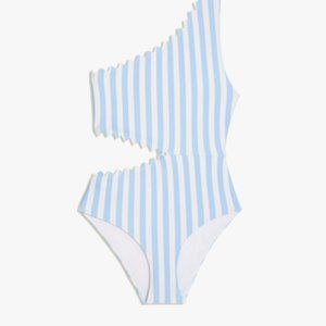 Onia Betty Scuba Macro Stripe One Piece Blue White